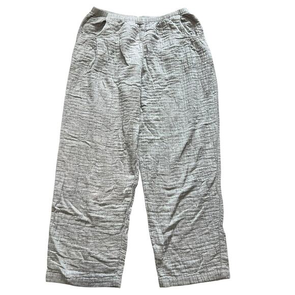 Kleen Linen Pants Womens L Taupe Gray Elastic Waist Lined Lagenlook Boho - Picture 1 of 5